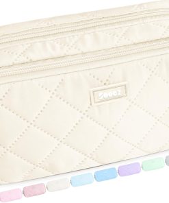 Sooez Cute Pencil Case. Aesthetic Pen Pencil Pouch. Extra Large Pencil Bag with Zipper. Special Pencil Holder Stationery Bag Marker Organizer. School Essentials Supplies for Girls Adult Teen. Beige