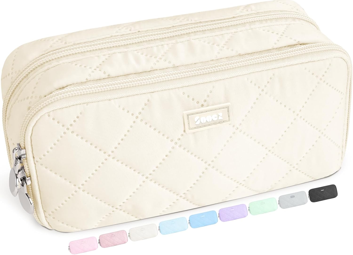 Sooez Cute Pencil Case. Aesthetic Pen Pencil Pouch. Extra Large Pencil Bag with Zipper. Special Pencil Holder Stationery Bag Marker Organizer. School Essentials Supplies for Girls Adult Teen. Beige