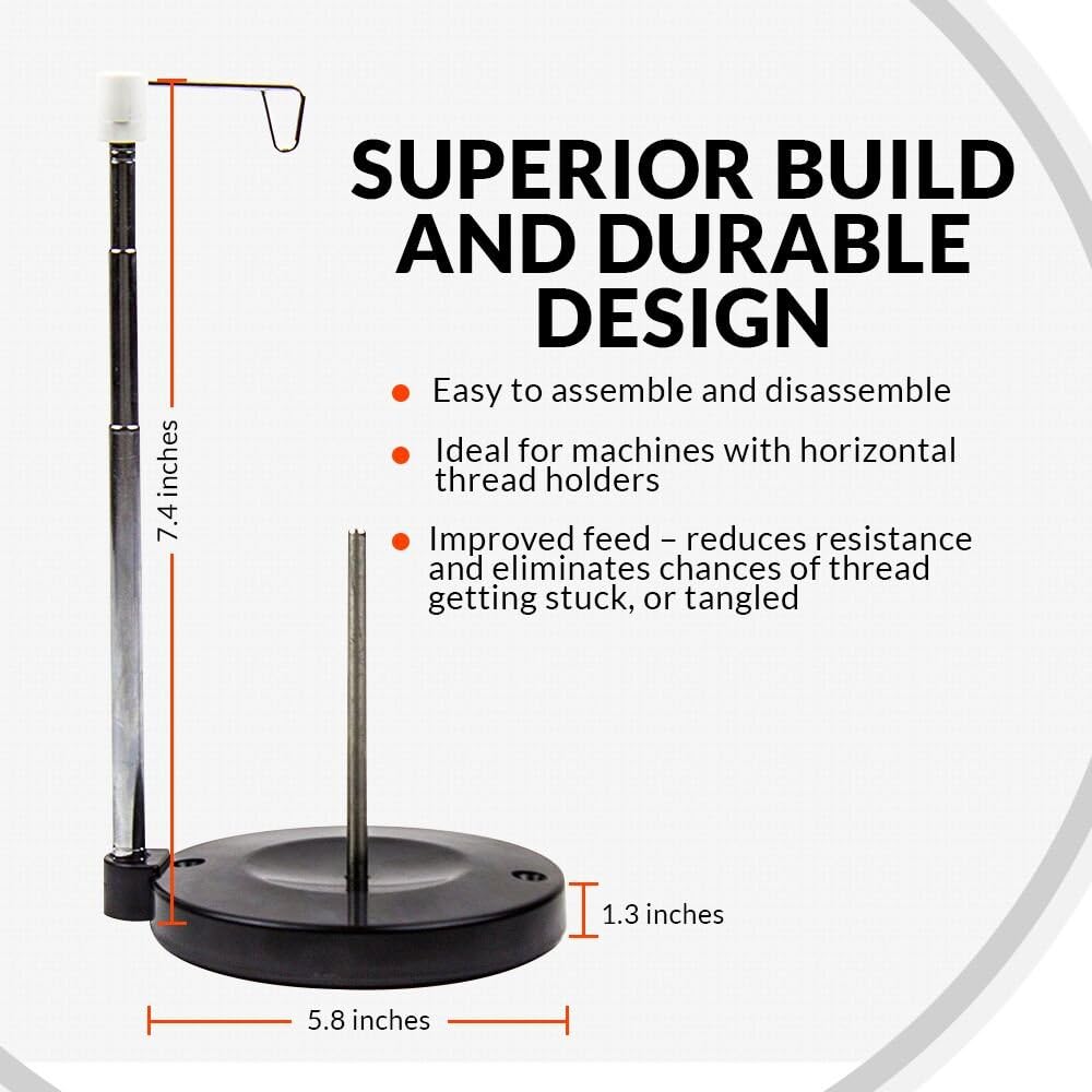 Adjustable Single Thread Spool Holder – Stand alone Embroidery. Sewing or Quilting Thread Holder or Stand – Ensures Smoother Feed = Heavy Plastic Base - Image 8