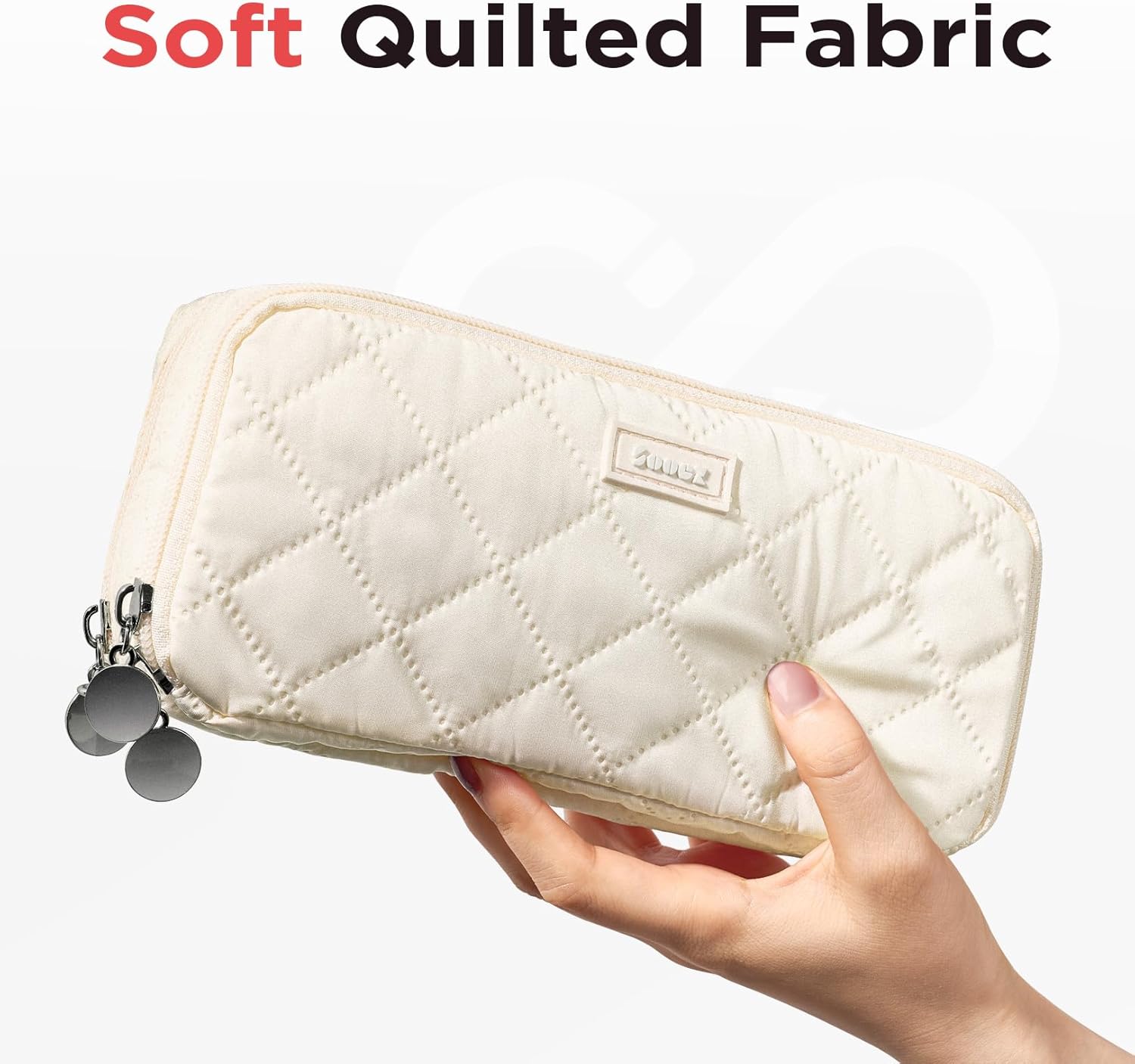 Sooez Cute Pencil Case. Aesthetic Pen Pencil Pouch. Extra Large Pencil Bag with Zipper. Special Pencil Holder Stationery Bag Marker Organizer. School Essentials Supplies for Girls Adult Teen. Beige - Image 2