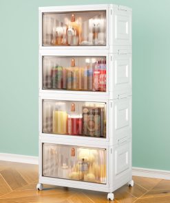 4 Tier Storage Bins with Lids. 23QT Stackable Closet Organizers and Storage with Wheels. Collapsible Storage Boxes. Foldable Plastic Storage Containers for Home.Office. Dorm Room-White