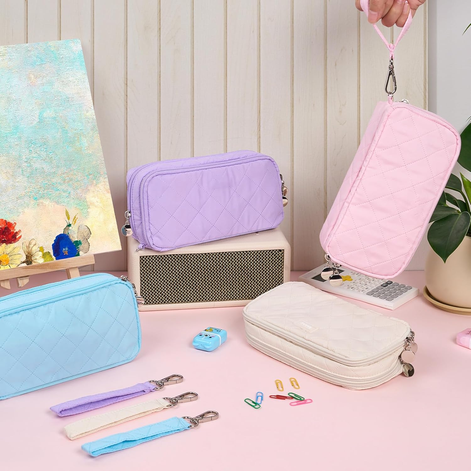 Sooez Cute Pencil Case. Aesthetic Pen Pencil Pouch. Extra Large Pencil Bag with Zipper. Special Pencil Holder Stationery Bag Marker Organizer. School Essentials Supplies for Girls Adult Teen. Beige - Image 7